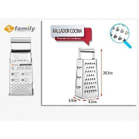 RALLADOR DE COCINA 4 CARAS CON ASA INOXIDABLE 20,3X8,5X6,5 CMS FAMILY MENAJE
