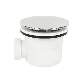 VÁLVULA SIFÓNICA PLATO DE DUCHA Ø90 MM CON SALIDA Ø32-40 MM Y EMBELLECEDOR CROMADO ALTURA 86 MM