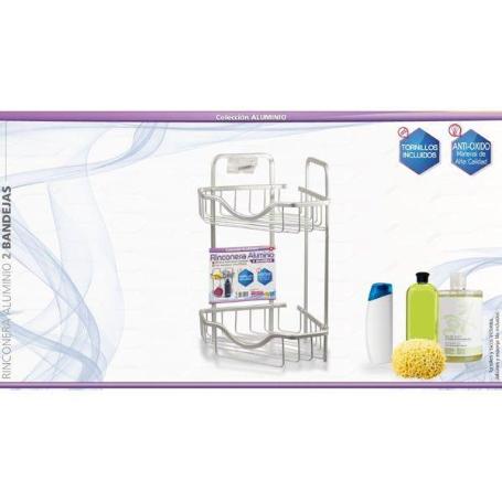 ESTANTERIA RINCONERA ANTIOXIDO ALUMINO 2 BANDEJAS CON REJILLA, FACIL MONTAJE