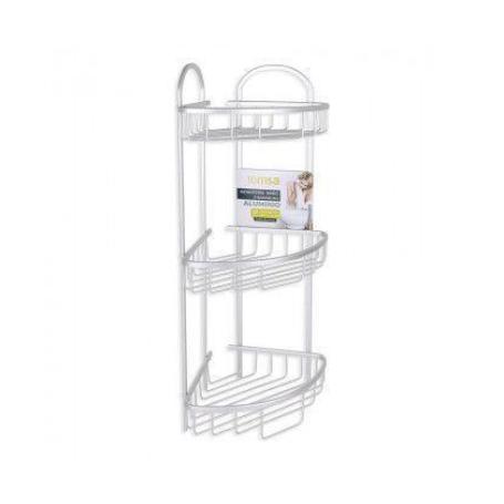 ESTANTERIA RINCONERA PARA BAÑO-DUCHA 3 BANDEJAS ALUMINIO, FACIL MONTAJE TEMSA