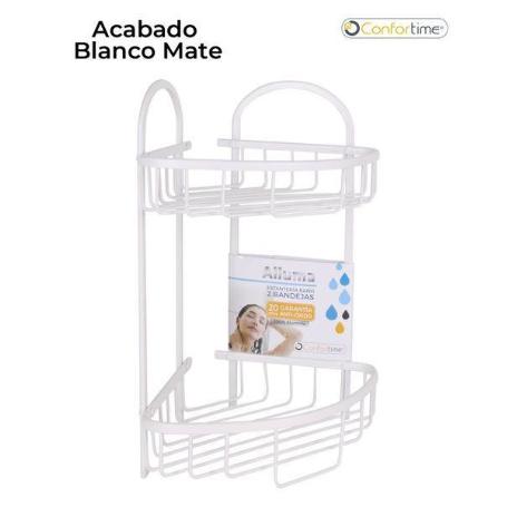 ESTANTERIA RINCONERA PARA BAÑO - DUCHA ALUMINIO BLANCO MATE 2 BANDEJAS CONFORTIME