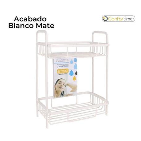 ESTANTERIA BAÑO-DUCHA 2 BANDEJAS ALUMINIO ACABADO BLANCO MATE FACIL MONTAJE CONFORTIME