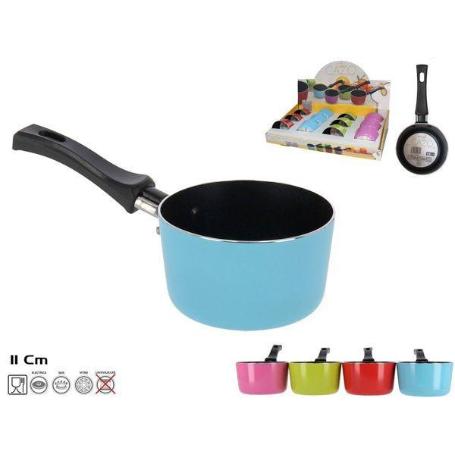 CAZO MINI ANTIADHERENTE 11 CMS CON MANGO NEGRO COLORES SURTIDOS