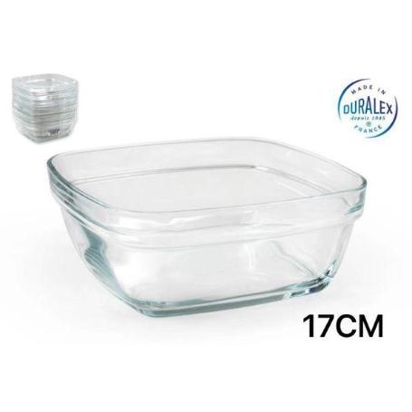 17 CMS DURALEX ENSALADERA CUADRADA CRISTAL TRANSPARENTE, APILABLE CAPACIDAD 1,15 LTS LYS