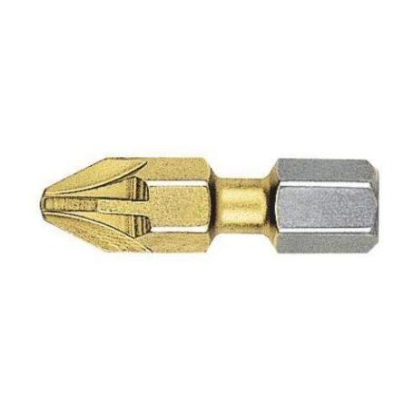 WITTE-28446-PUNTA POZIDRIV BITFLEX TIN GUÍA 1/4  CORTA (PZ2X25) (CAJA 50)