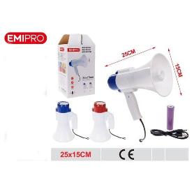 MEGAFONO PLEGABLE RECARGABLE PARA MANIFESTACIONES,EVENTOS Y OTROS SARAOS EMIPRO 25X15 CMS