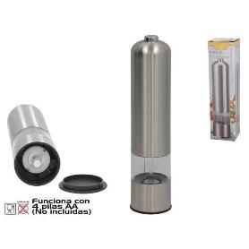 MOLINILLO PARA PIMIENTA ELECTRICO ACERO INOXIDABLE FUNCIONA A PILAS 22,5X5,3X5,3 CMS