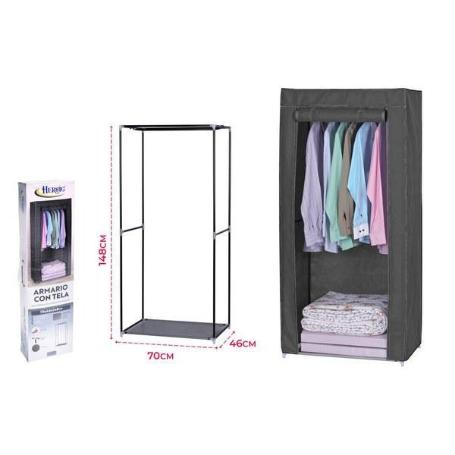 ARMARIO DE TELA DESMONTABLE,IDEAL PARA VIAJE,FACIL MONTAJE,CON PUERTA,148X70X46 HERSIG