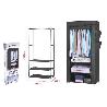 ARMARIO PLEGABLE DE TELA CON 3 ESTANTES Y PUERTA ENRROLLABLE 160X75X45 CMS HERSIG