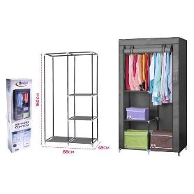 ARMARIO DE TELA LAVABLE,GUARDARROPA PLEGABLE, CON ESTANTES,FACIL MONTAJE 160X88X45 HERSIG