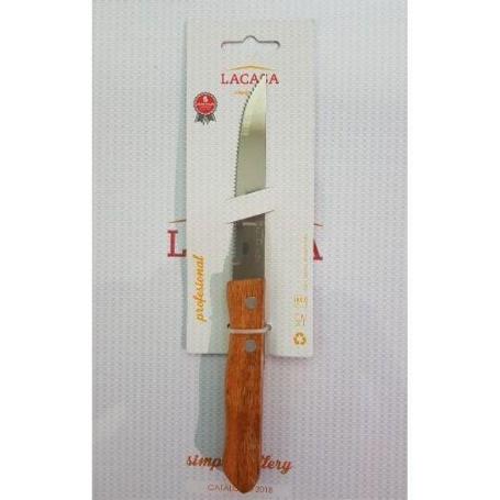 CUCHILLO CHULETERO CHULETON CON SIERRA Y MANGO MADERA NATURAL F02010 LACASA