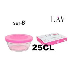 25 CLS CUENCO BOL FIAMBRERA CON TAPA ROSA 10,5 CMS LAV - PAQUETE 6 UNIDADES