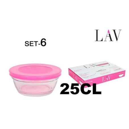 25 CLS CUENCO BOL FIAMBRERA CON TAPA ROSA 10,5 CMS LAV - PAQUETE 6 UNIDADES