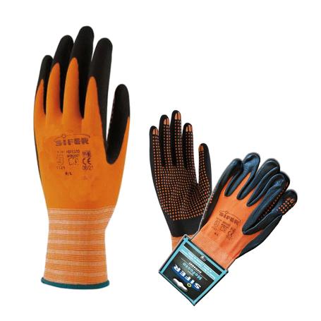 GUANTE SIFER NYLON+NITRILO PUNTOS SUPERFOAM SICRODO T-10 HEFESTO (CAJA 12 UNIDADES)