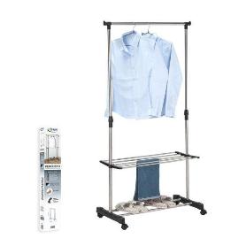 BURRITO PERCHERO COLGADOR EXTENSIBLE CON ESTANTE ZAPATERO Y RUEDAS DE FACIL MONTAJE HERZIG