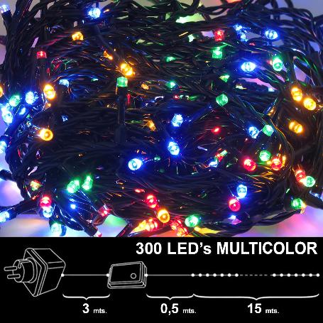 LUCES NAVIDAD 300 LEDS LUZ MULTICOLORES INTERIOR / EXTERIOR (IP44)