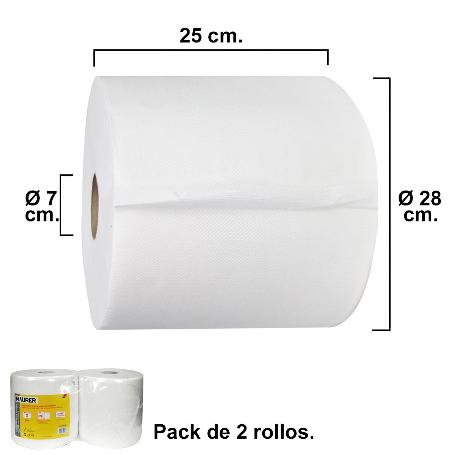 ROLLO PAPEL SECAMANOS INDUSTRIAL  850 SERVICIOS POR ROLLO (2 ROLLOS)