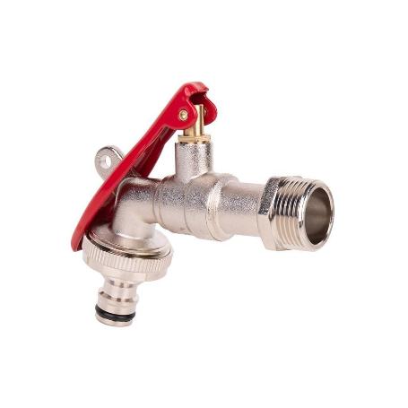 GRIFO CON MANETA PARA MANGUERA Y TOMA PARA CANDADO 3/4 X 1