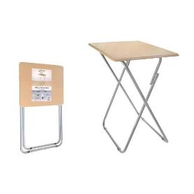 MESA PLEGABLE 48X38X66 CMS CON TABLERO MADERA IMITACION HAYA IDEAL PARA CAMPING HERSIG