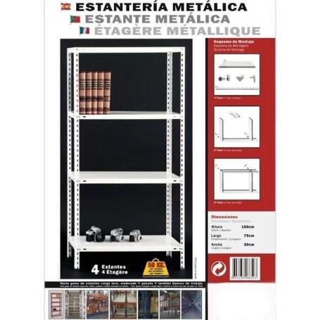 ESTANTERIA METÀLICA LIGERA BLANCA 150X70X30 CMS 4 BALDAS 50 KGS CARGA