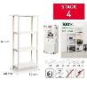 ESTANTERIA STACK 4 BALDAS BLANCAS 140X60X30 SIN TORNILLOS FACIL MONTAJE 100% MATERIAL RECICLADO