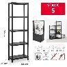 ESTANTERIA STACK NEGRA 5 BALDAS 180X60X30 FACIL MONTAJE SIN TORNILLOS NI HERRAMIENTAS