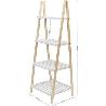 ESTANTERIA MODERNA ESCALONADA 4 ALTURAS DE MADERA NATURAL CON ESTANTES BLANCOS