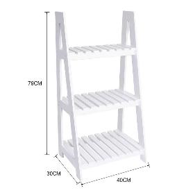 ESTANTERIA MODERNA TIPO ESCALERA DE MADERA 3 ESTANTES COLOR BLANCO
