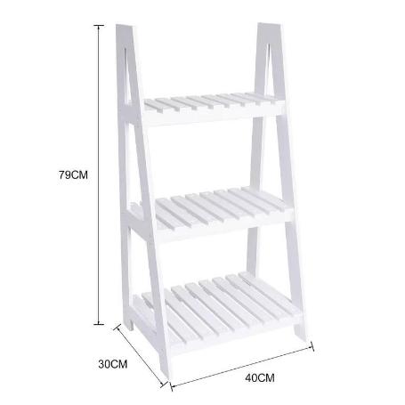 ESTANTERIA MODERNA TIPO ESCALERA DE MADERA 3 ESTANTES COLOR BLANCO