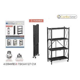 ESTANTERIA PLEGABLE METALICA NEGRA 4 ESTANTES 70X34X127 CMS CARGA MAXIMA 25 KGS. CONFORTIME