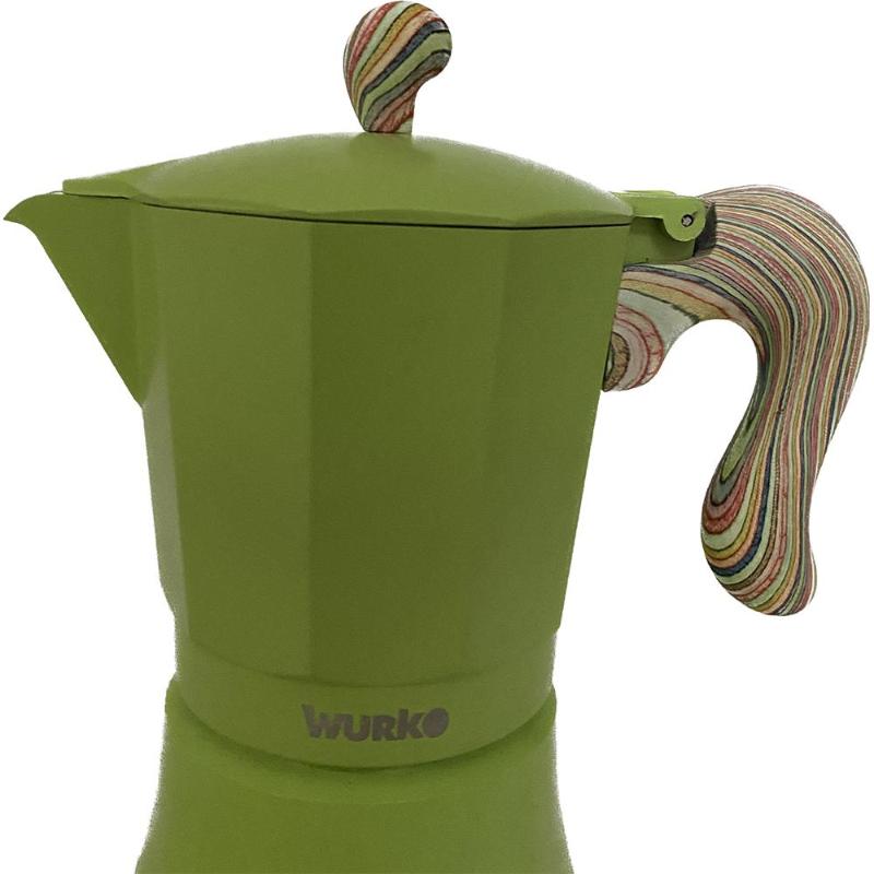 Cafetera de inducción con capacidad de 12 tazas con acabado verde y mango  soft multicolor Wurko