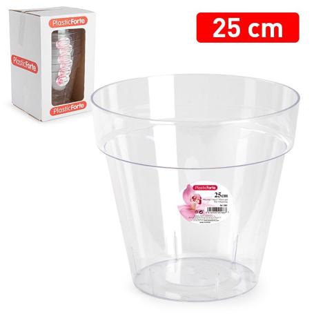 MACETA TRANSPARENTE PLASTICO 25 CM