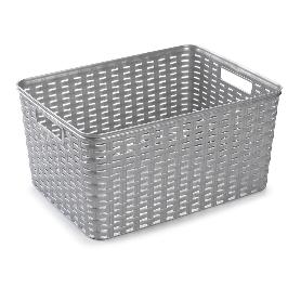 CESTA RATTAN 38.5X28.5 CM PLATA