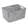 CESTA RATTAN 38.5X28.5 CM PLATA