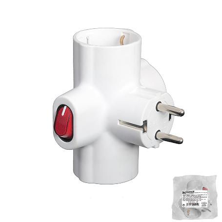 ADAPTADOR / LADRON TRIPLE SCHUKO 16 A 250V CON INTERRUPTOR