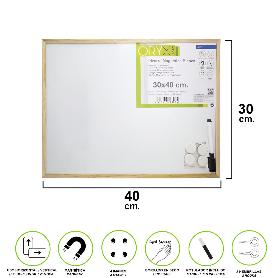 PIZARRA MAGNETICA BLANCA 30X40 CM. CON ROTULADOR Y 4 IMÁNES
