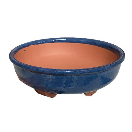 MACETA BONSAI REDONDA CERAMICA AZUL