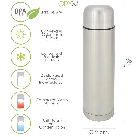 TERMO LIQUIDOS, CAPACIDAD 1 LITRO, LIBRE BPA, ACERO INOXIDABLE, ANTIGOTEO