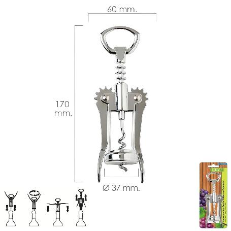 SACACORCHOS DOBLE PALANCA CROMADO