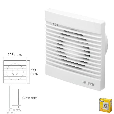 EXTRACTOR HUMOS BAÑO 13 WATT. SALIDA Ø 98 MM.