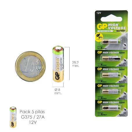 PILA ALCALINA G375/ 27A 12 V. SIN MERCURIO (BLISTER 5 PIEZAS)