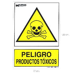 CARTEL PELIGRO PRODUCTOS TOXICOS 30X21CM.