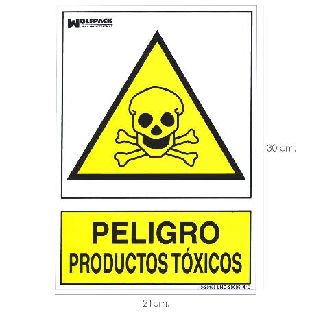 CARTEL PELIGRO PRODUCTOS TOXICOS 30X21CM.