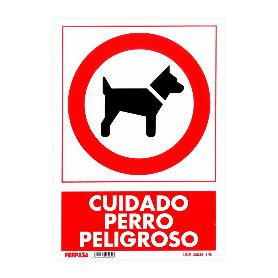 CARTEL 29,7X21 CM PERRO PELIGROSO 3030