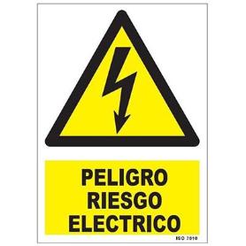 CARTEL ADHESIVO 7,5X5,,5 CM PELIGRO RIESGO ELECTRICO