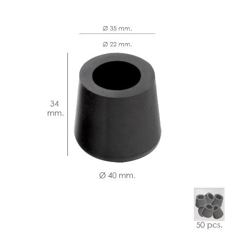 TACO GOMA ANDADOR NEGRO Ø 22MM CON ARANDELA INTERIOR BOLSA 50 UNIDADES