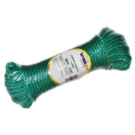 CUERDA PLASTICO 4 MM VERDE ROLLO 5M