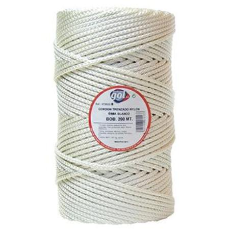 CUERDA TRENZADA NYLON 6 MM BLANCA ROLLO 200M