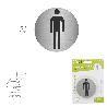 PLACA ADHESIVA BAÑO HOMBRE ACERO INOXIDABLE Ø 7 CM.