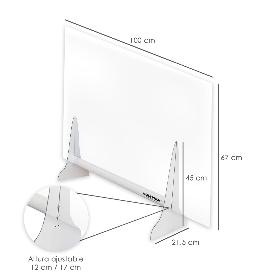 MAMPARA PROTECTORA MOSTRADOR  METACRILATO TRASNPARENTE ESPESOR 3 MM. 2 PIES. MEDIDA 67X100 CM.
